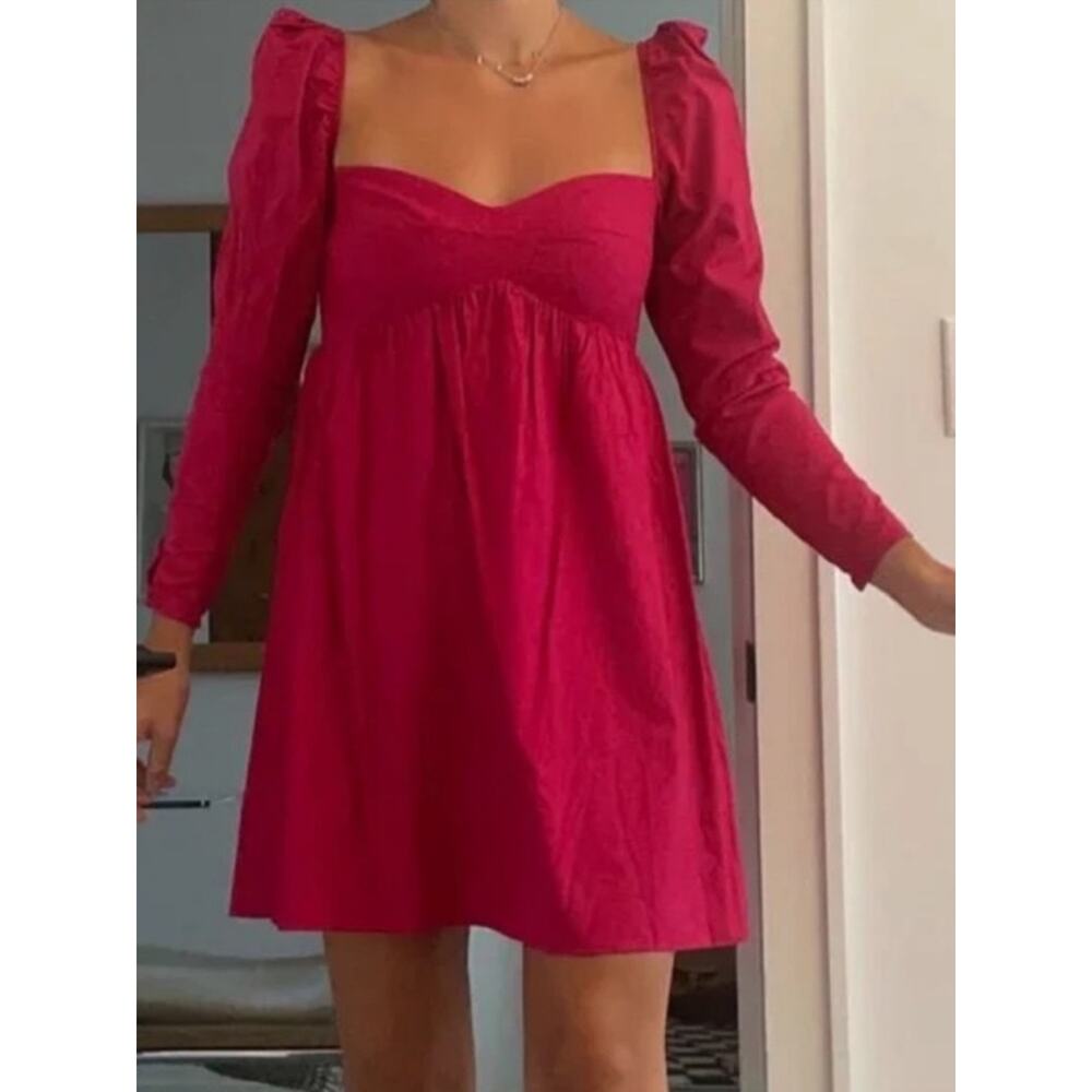 Reformation Farley Corvette Pink Babydoll Mini Dress Women’s Size 8 Ditsy - Picture 5 of 11